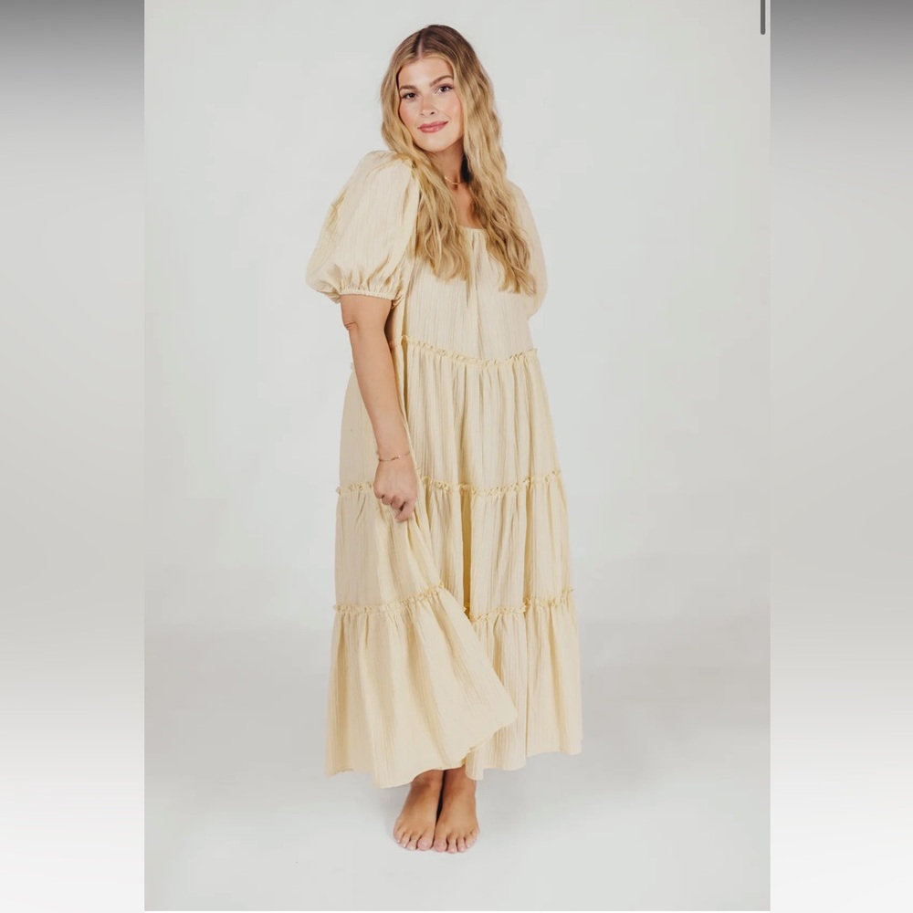 Worth Collective (Jacquise the Label) Eva Puffed Sleeve Maxi Dress in Cream S